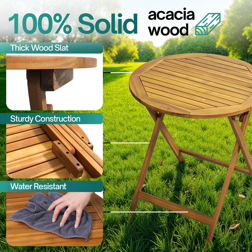 Tranquillo Anya solid acacia wood grain highlights durability and natural beauty.