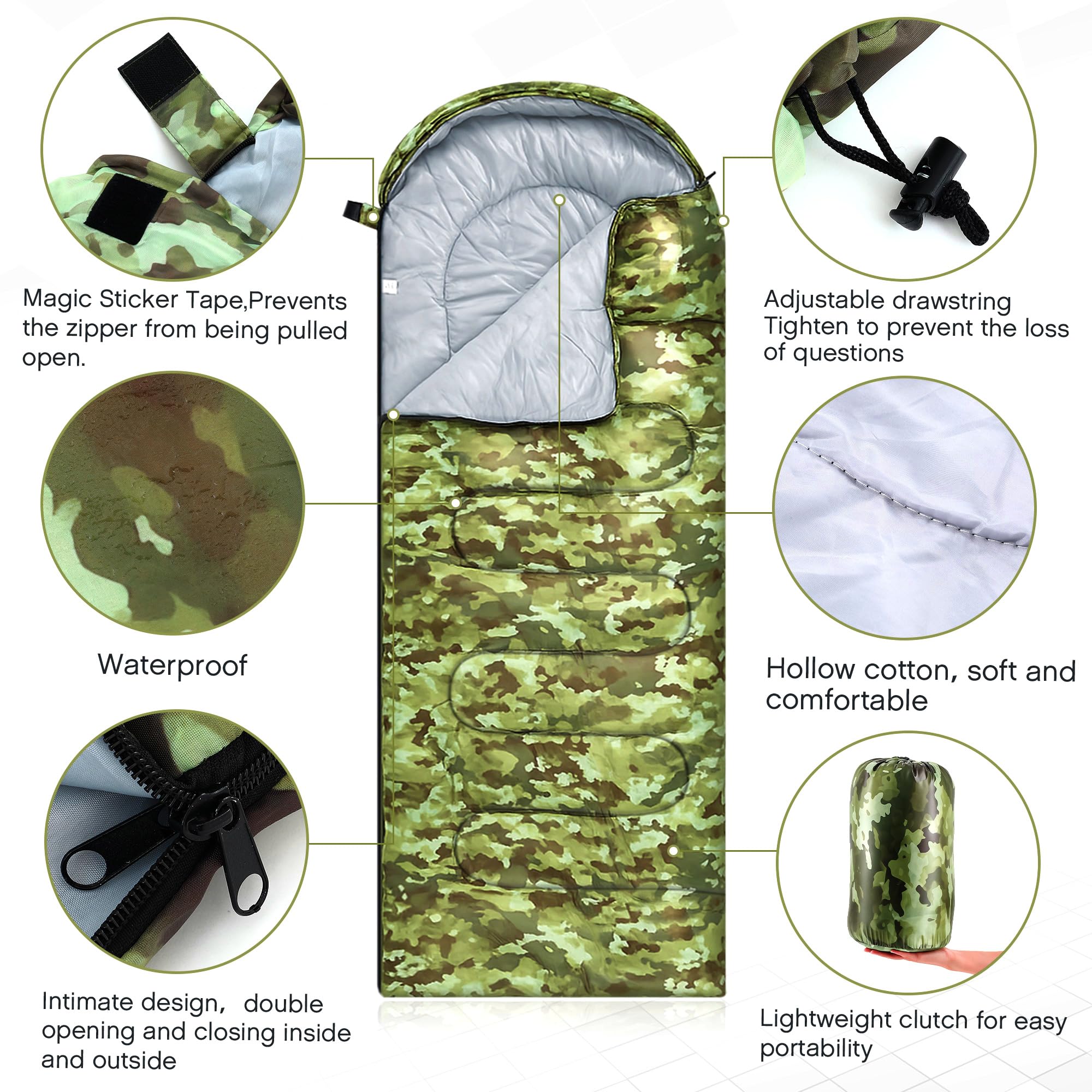 Tranqun 210x75 cm sleeping bag shown spacious for adults on trips.