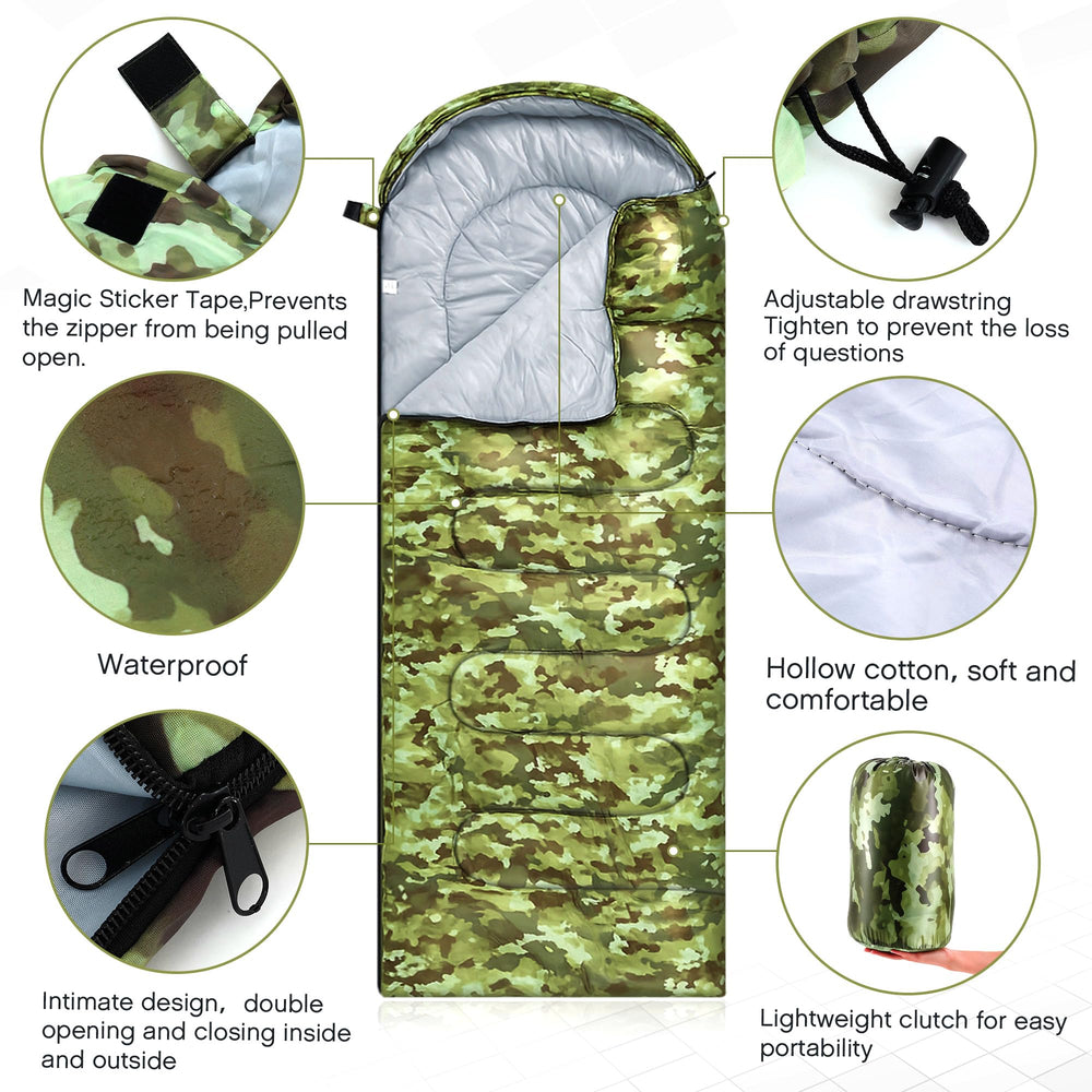 Tranqun 210x75 cm sleeping bag shown spacious for adults on trips.