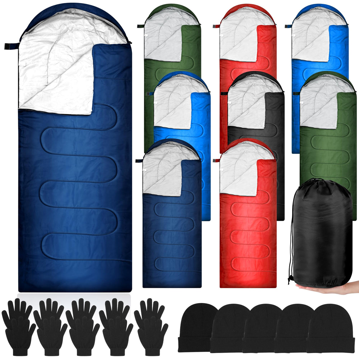 Tranqun sleeping bags colorful set for versatile outdoor warmth during camping.