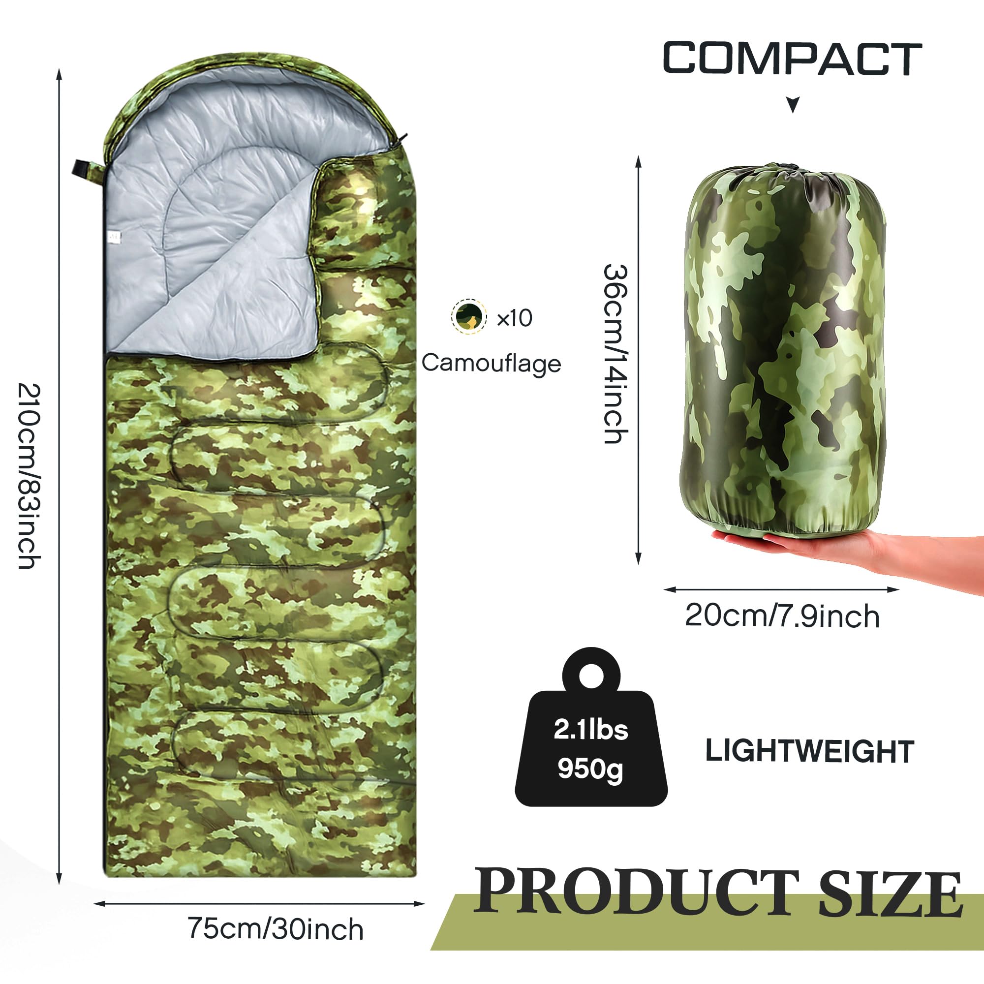 Tranqun waterproof camouflage sleeping bag demonstrates durability in wet outdoor conditions.