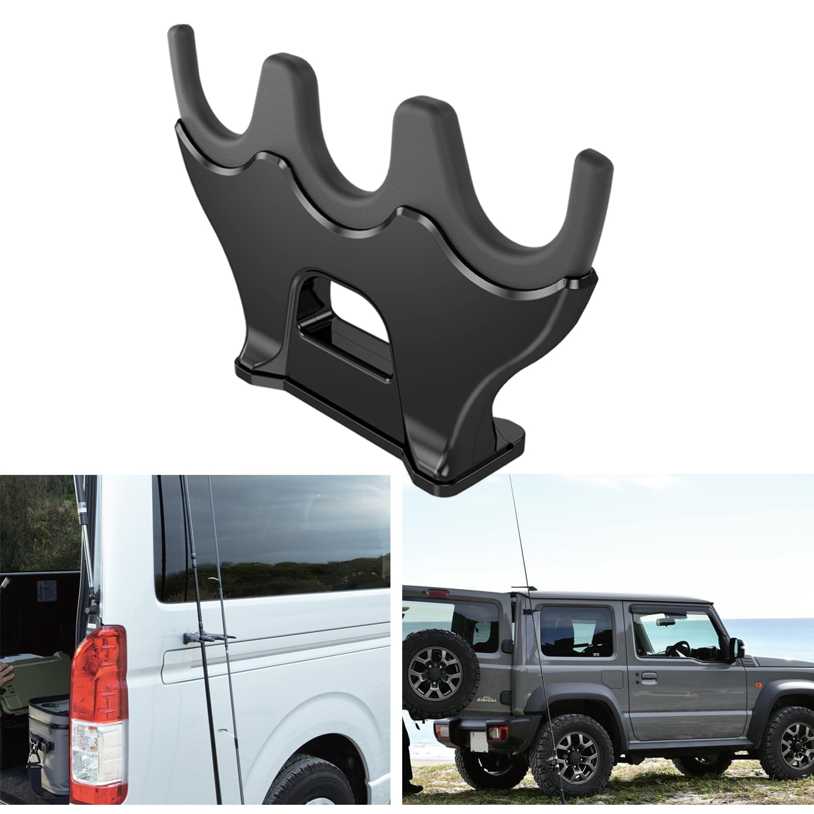 Magnetic fishing rod car stand mounted on a vehicle door