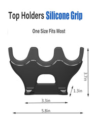 Three-slot rod holder with soft silicone padding