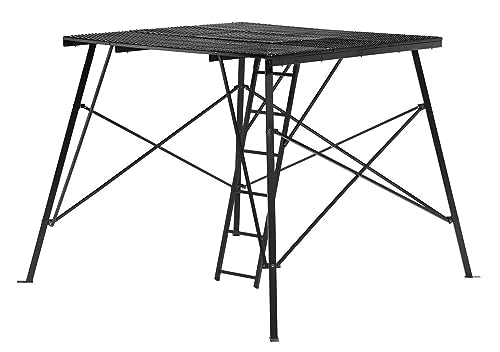 Trap door entry on Muddy ground blind platform for covert access