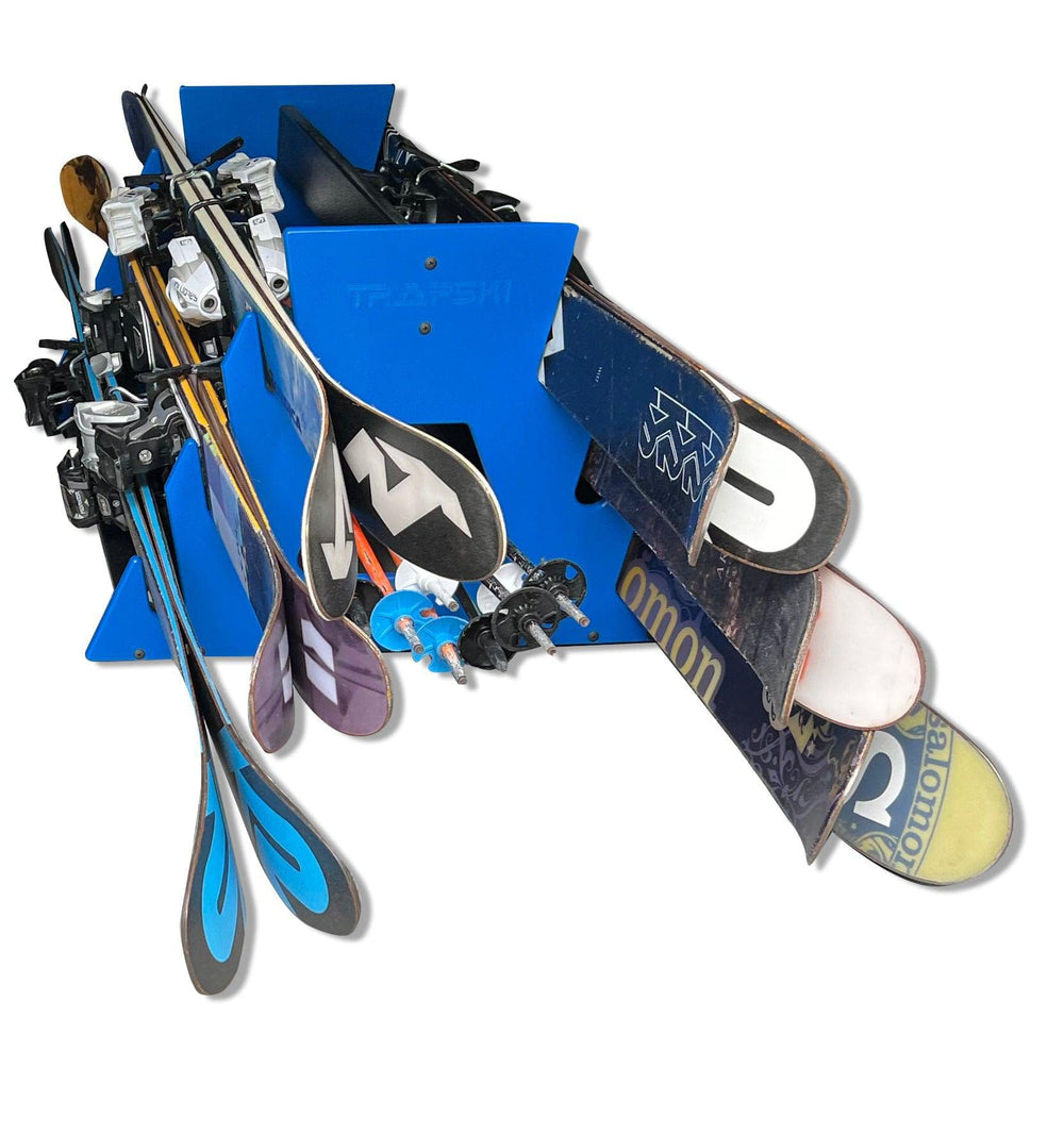 TRAPSKI all-mountain six-pack ski rack in a truck bed keeps gear secure during transport.
