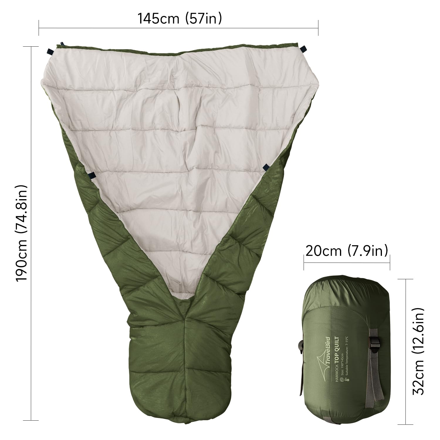 Travel Bird top quilt warmth insulation close-up showing plush warmth and heat retention