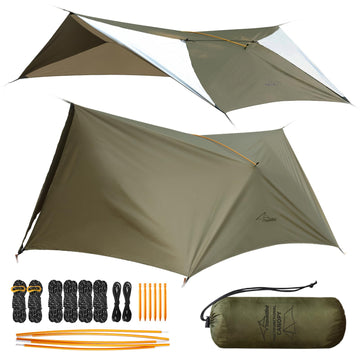 Travel Bird Ultralight Tarp coverage keeps you shaded and protected from rain and sun.