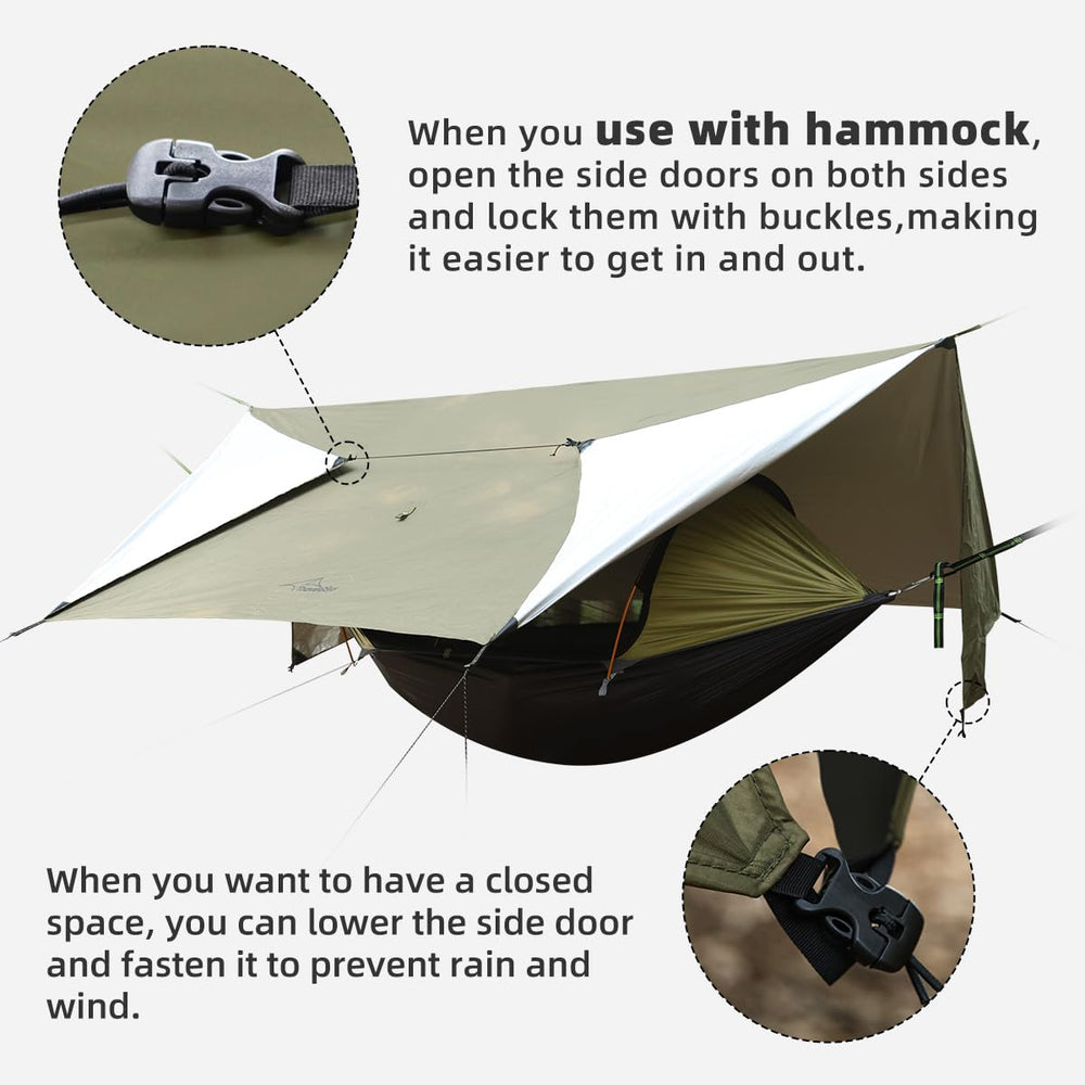 Travel Bird Ultralight Tarp quick setup eliminates knots for fast shelter.