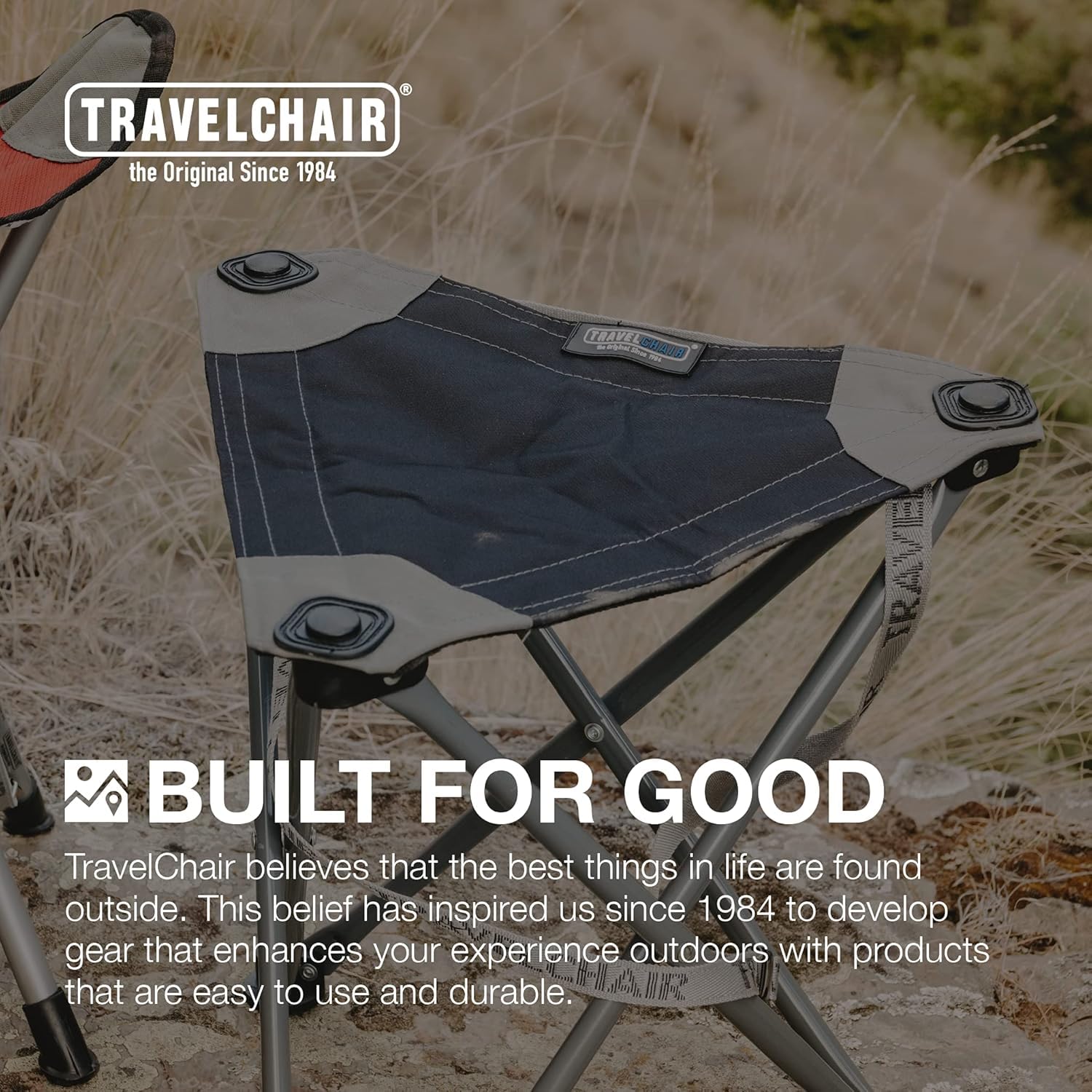 Travel Chair Big Slacker Stool uses durable ripstop fabric for wear resistance.