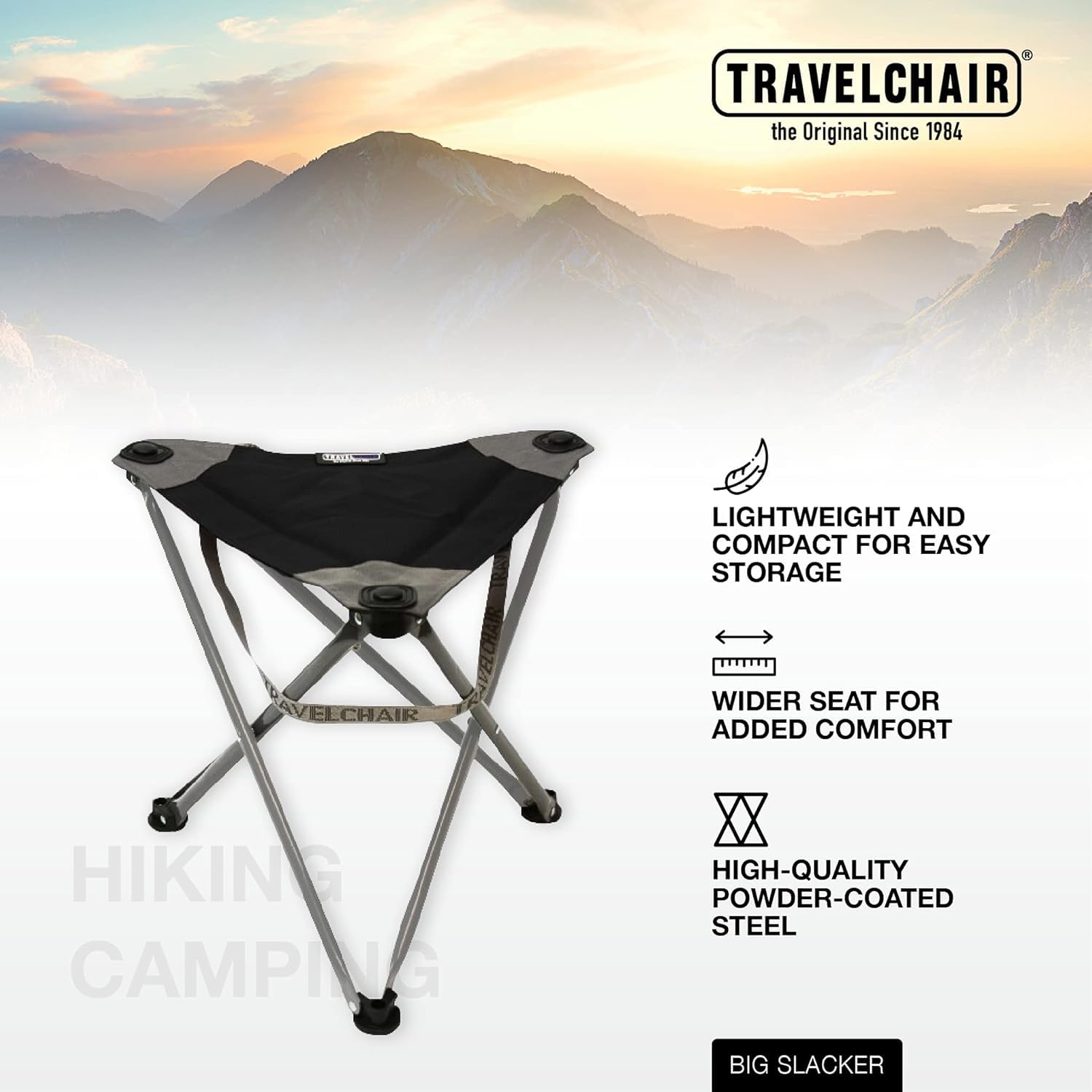 Travel Chair Big Slacker Stool at a fishing spot for quick seating.