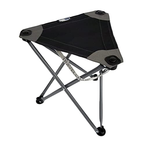 Travel Chair Big Slacker Stool folded for easy transport.
