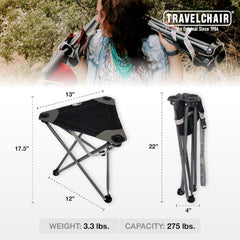 Travel Chair Big Slacker Stool on a hike offers lightweight comfort.