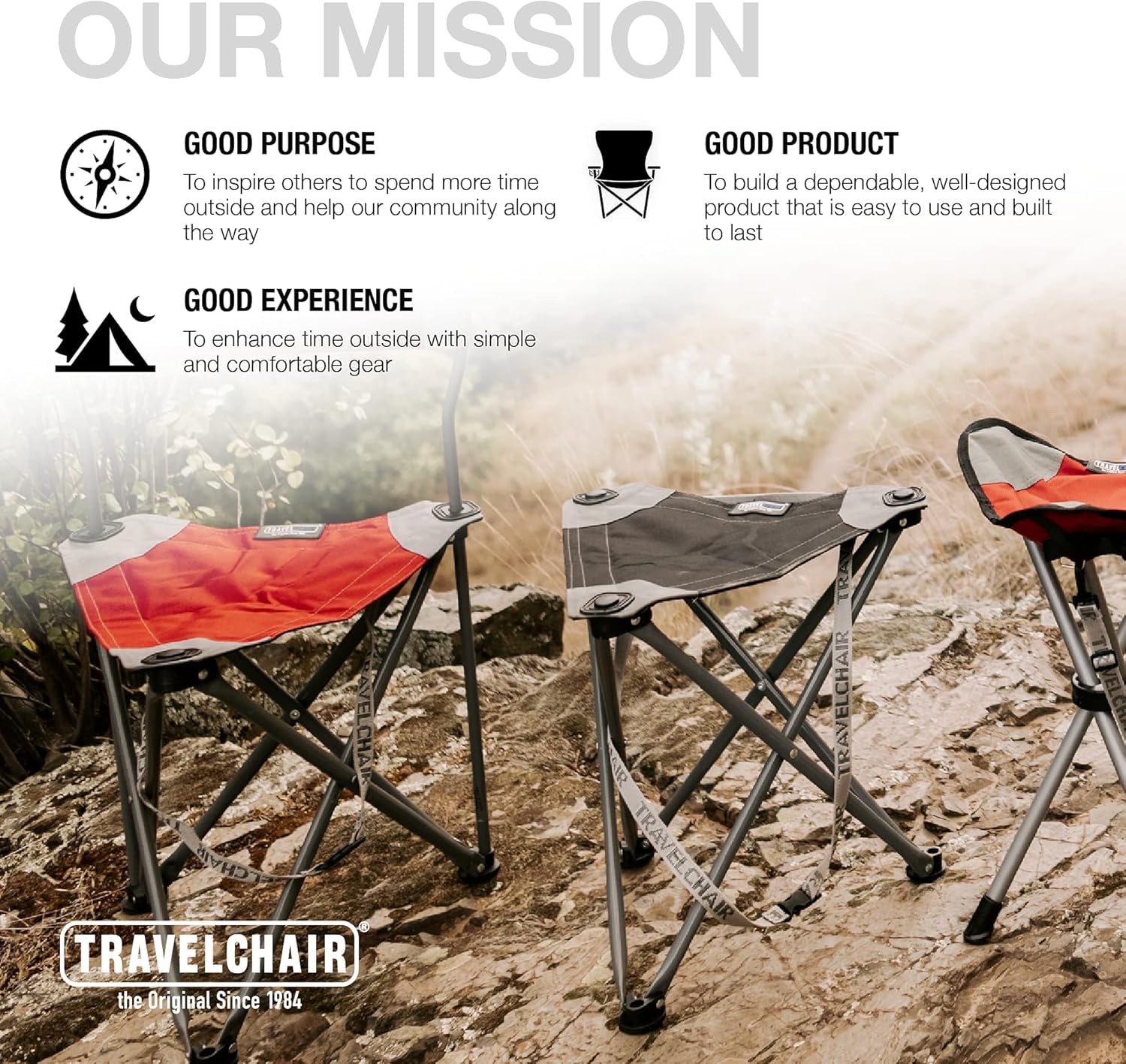 Travel Chair Big Slacker Stool featuring sturdy steel frame for durability.