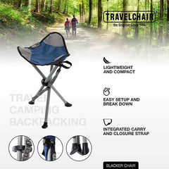 Travel Chair Slacker duck-feet deliver stability on uneven ground.