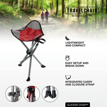 Travel Chair Slacker tripod chair carrying strap enables effortless outdoor transport