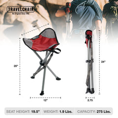 Travel Chair Slacker tripod chair weighs 1.9 lbs and supports 275 lbs