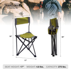 Travel Chair Ultimate Slacker backrest-angled-view shows added support for long rests.