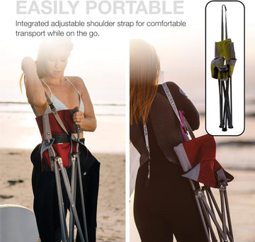 Travel Chair Ultimate Slacker closed-and-open view for quick setup and carry.