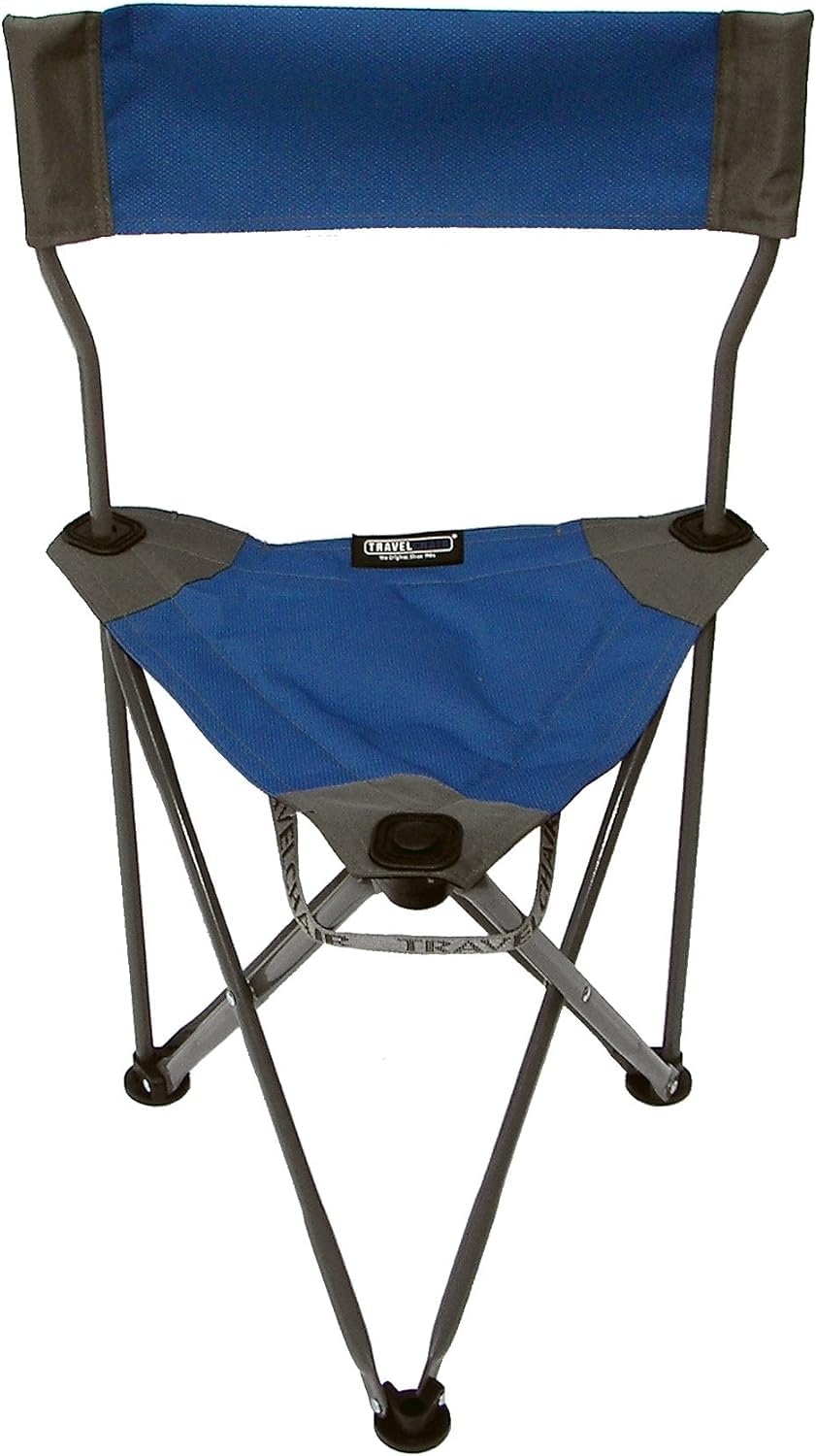 Travel Chair Ultimate Slacker folded compact with carry strap for easy transport.