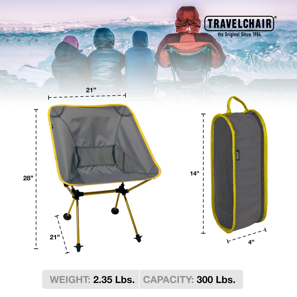 Travel Chair Joey packed in tote, compact packing for travel.