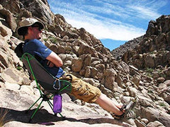 Travel Chair Joey side view, high seat and stable stance.