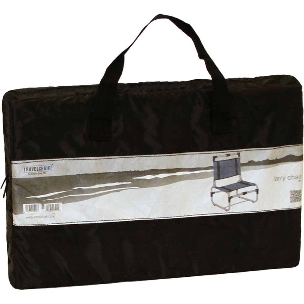 TravelChair Larry Chair blue with carry bag ready for beach, camping, or concerts