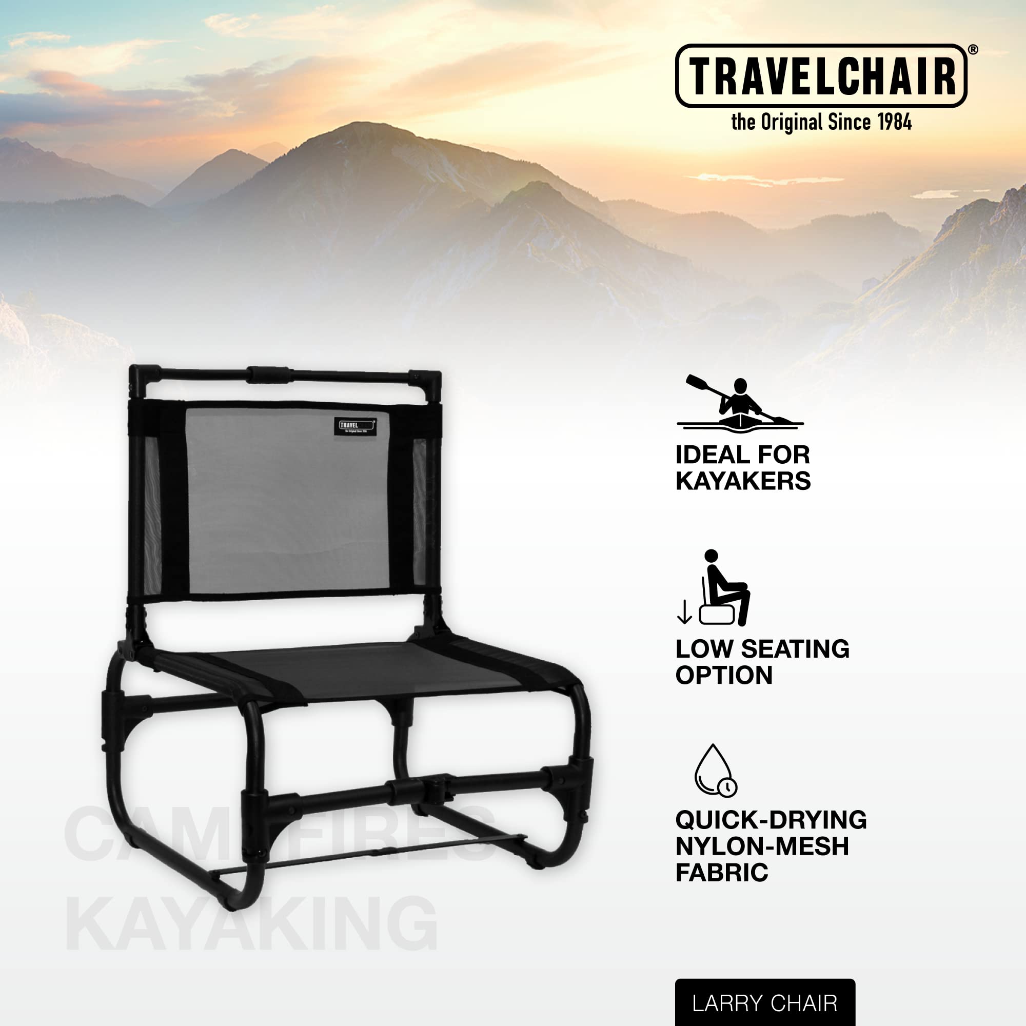 Travel Chair Larry Chair with carry bag ready for easy transport