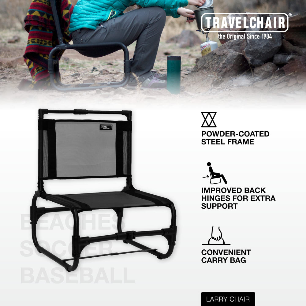 Travel Chair Larry Chair features a durable steel frame for reliability