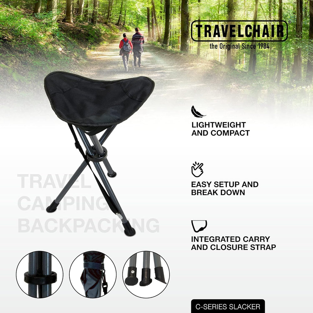 Travel Chair Slacker close-up ripstop fabric highlights rugged durability for trails