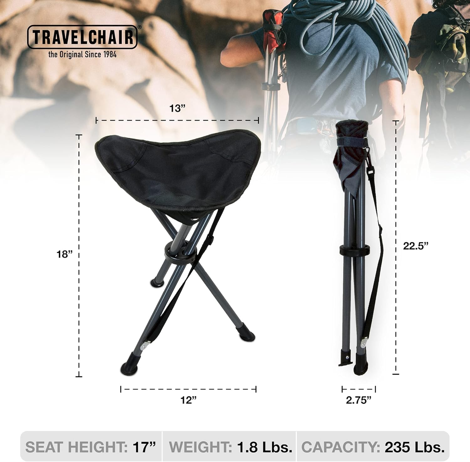 Travel Chair Slacker set up for a quick trail-side rest