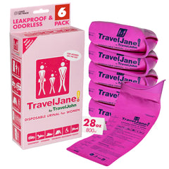 TravelJane 28oz urinal bag pack6 compact design for on-the-go use