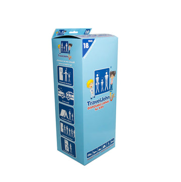 TravelJohn Jr. bag usage demonstrates spill-proof design during trips