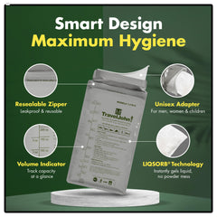 TravelJohn unisex travel urinal bags designed for men, women, and kids.