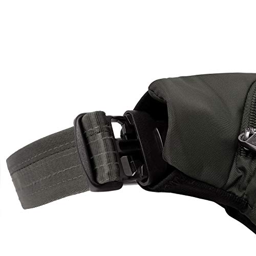 Travelon Anti-Theft Active Waist Pack compact size for travel-ready carry.