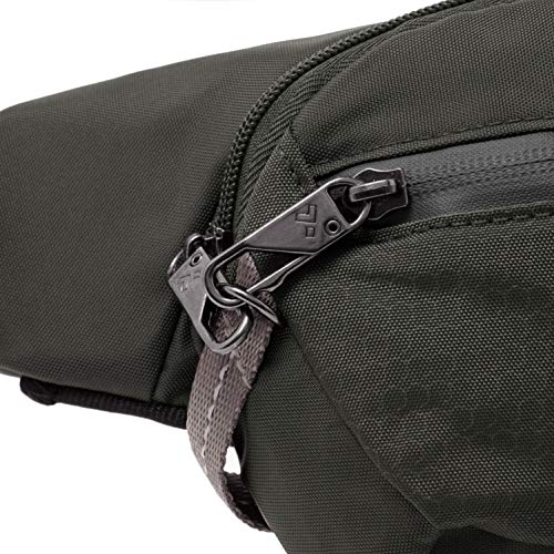 Travelon Anti-Theft Active Waist Pack in-use silhouette for sightseeing security.
