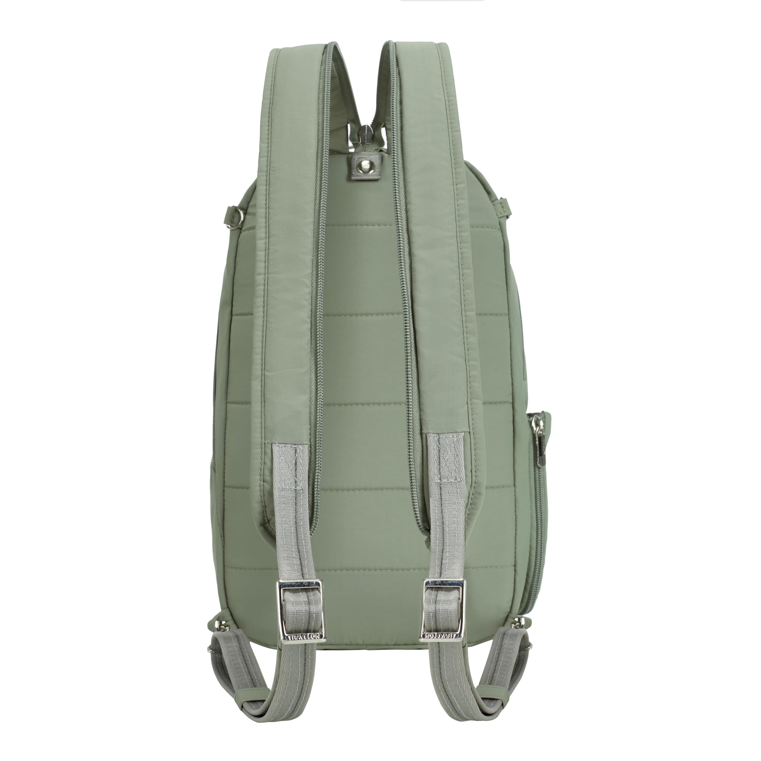 Travelon Roam front pocket for quick grab items during busy commutes.
