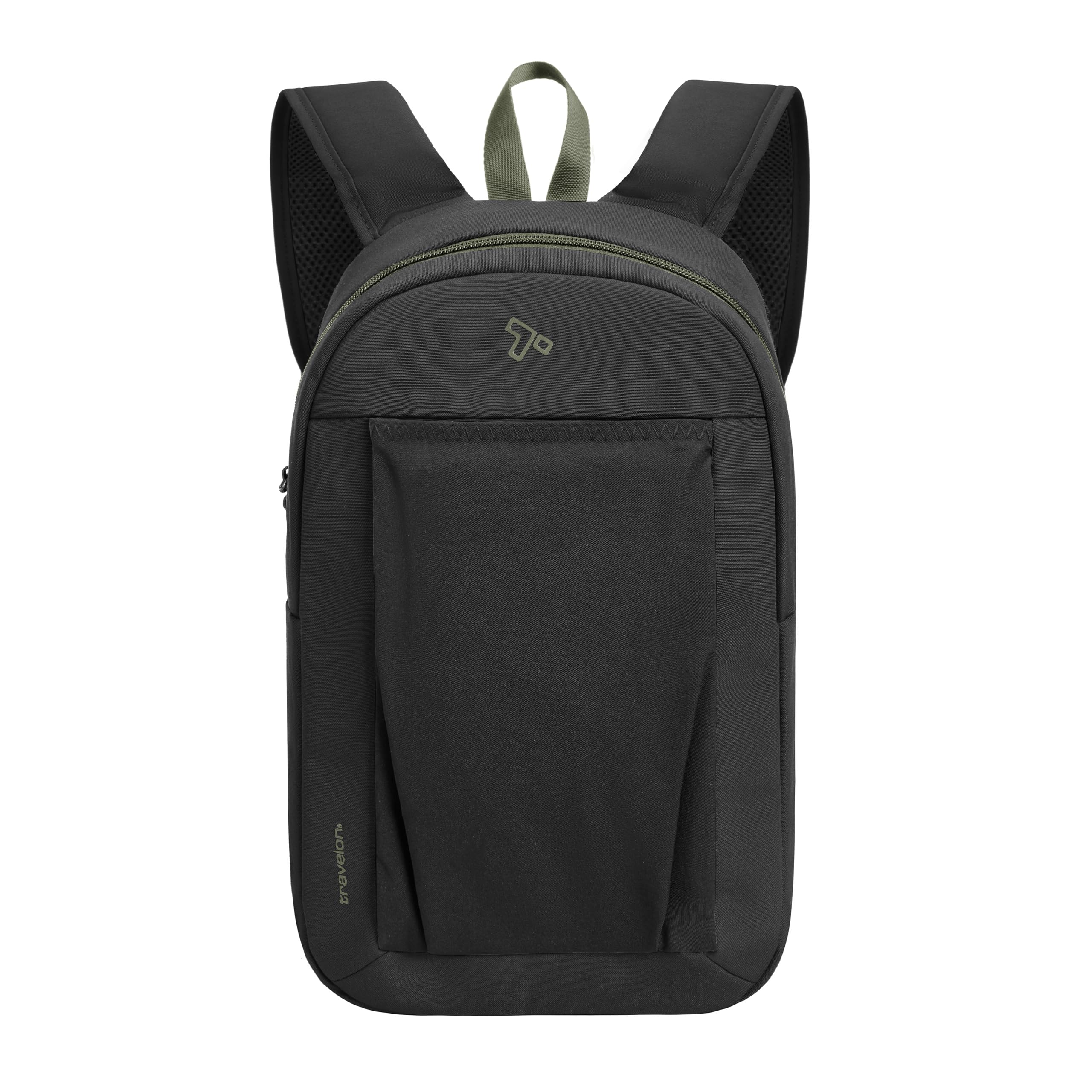 Travelon Voyages front-view backpack highlights secure, anti-theft access.