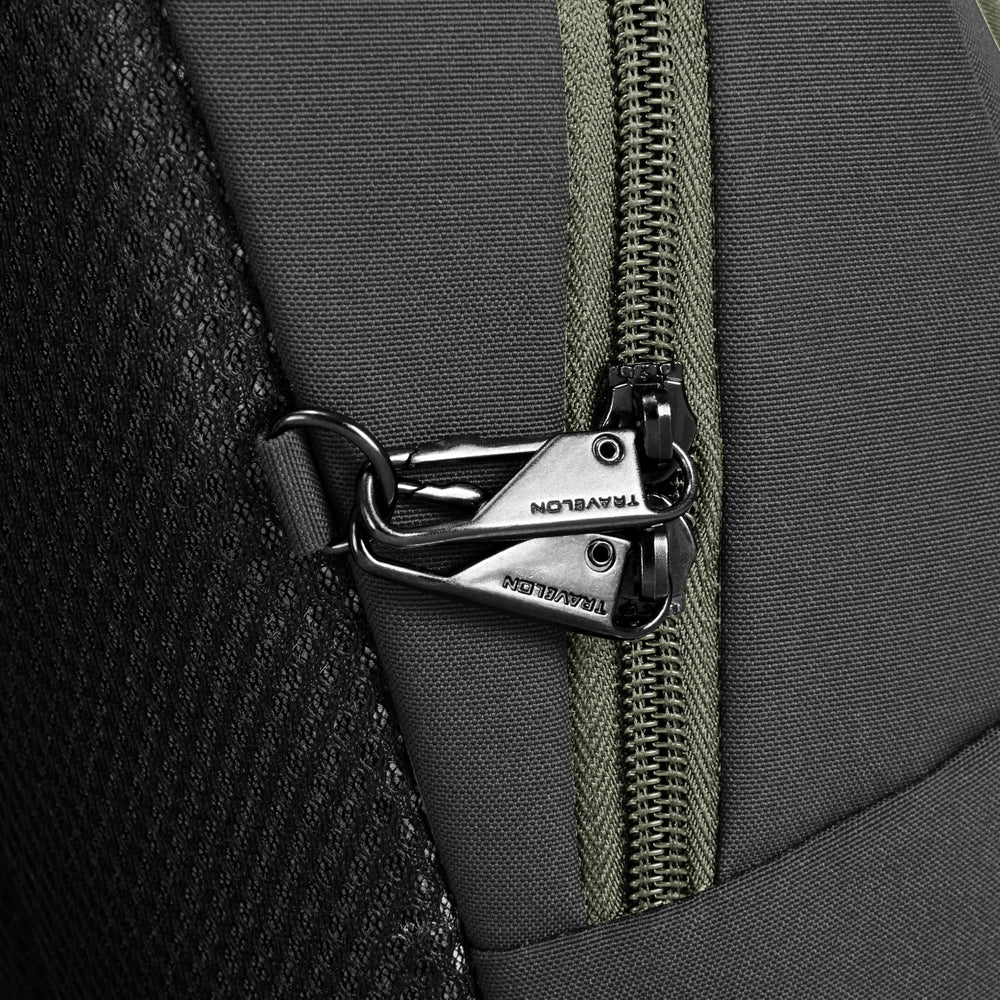 Travelon Voyages tethered-key-clip prevents lost keys on hectic days.