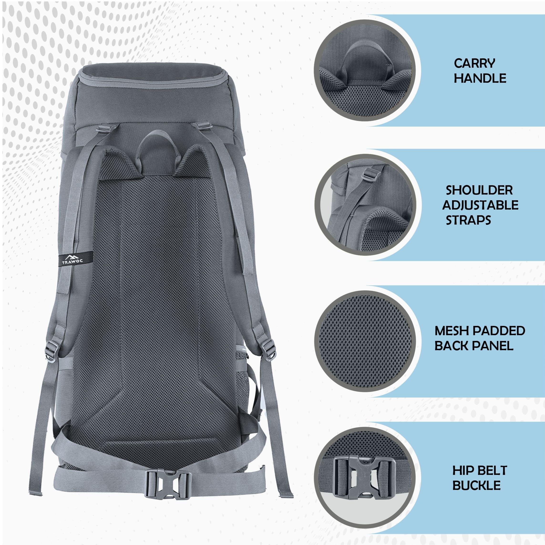 Spacious shoe compartment in TRAWOC IGNITE 50L Grey Backpack