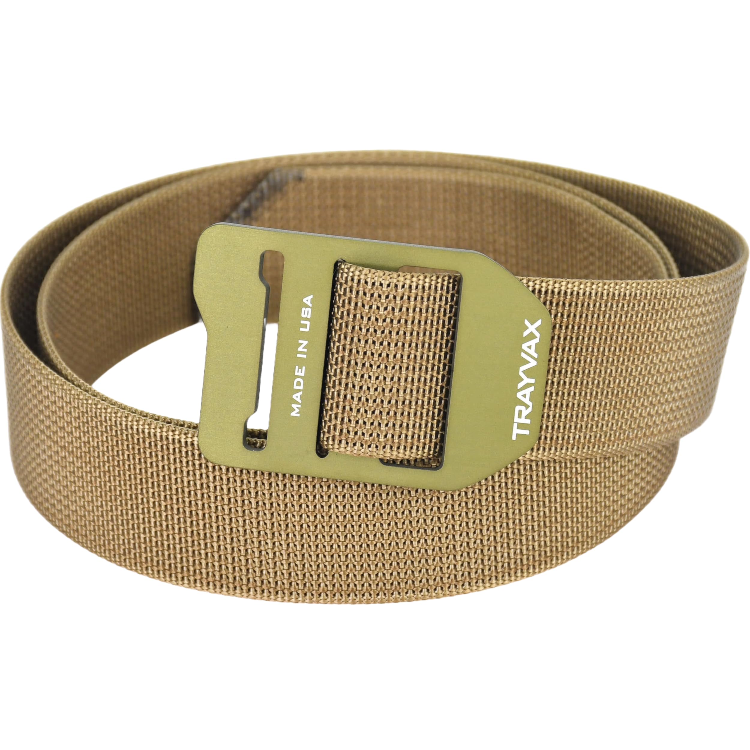 Trayvax Cinch Belt strap close-up highlights rugged MIL-SPEC webbing for durable outdoor wear.