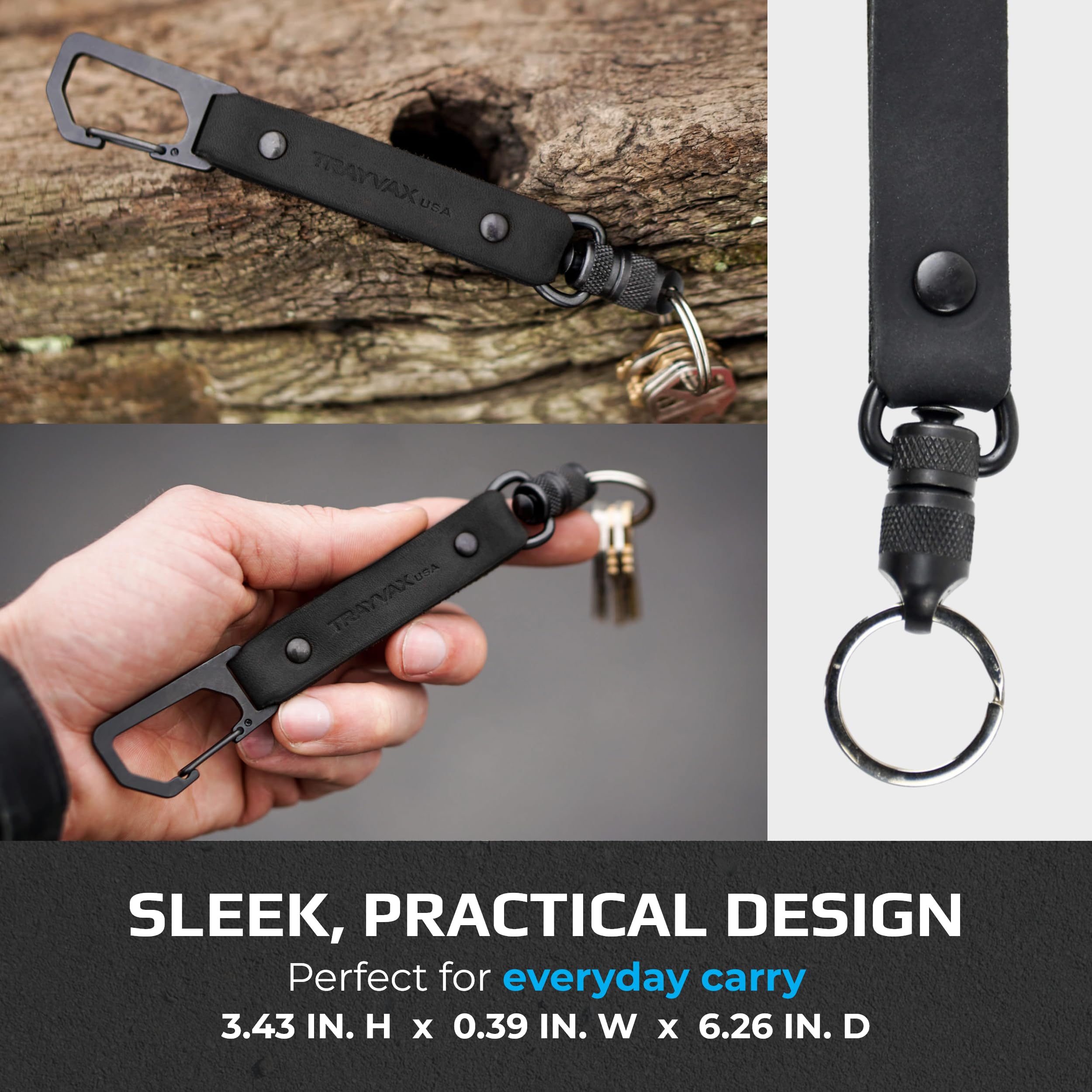 Trayvax edc key holder attaches to wallet or bag for organization