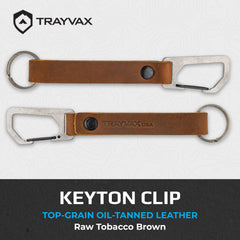 Trayvax Keyton carabiner clip enables quick, secure access to keys.