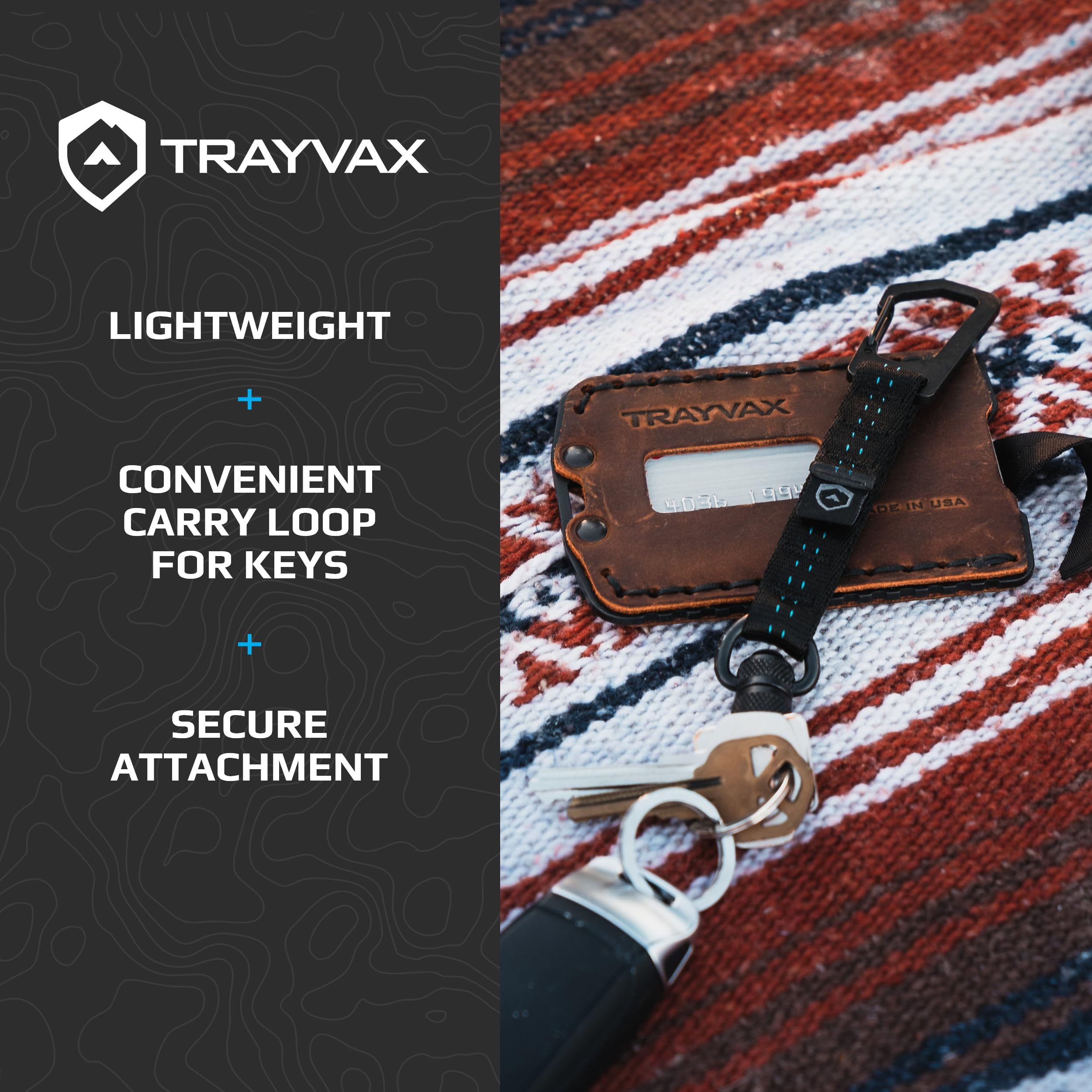 Trayvax Link Lanyard uses durable climb-spec nylon and stainless steel for long-term use.