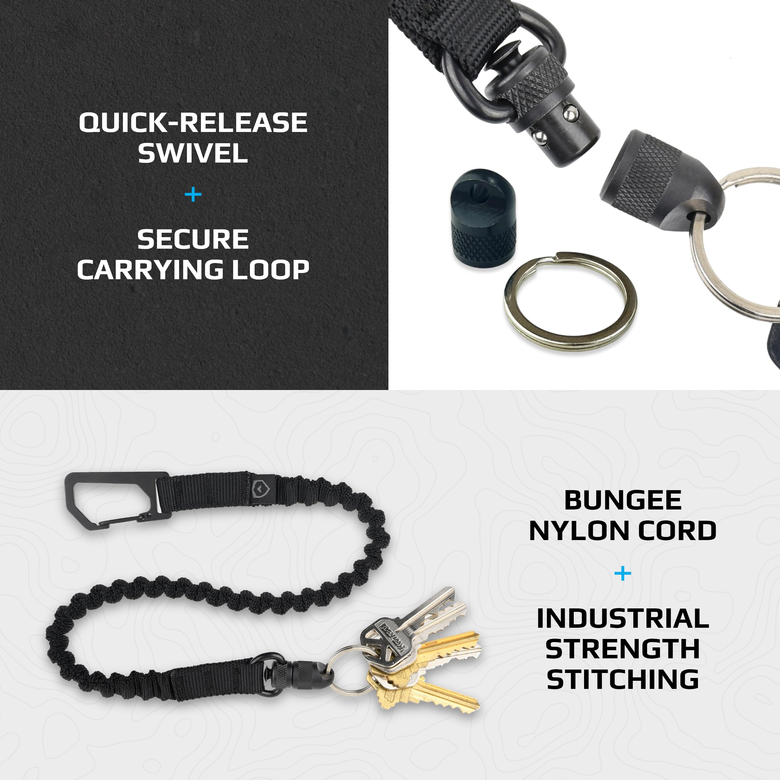 Trayvax Link Lanyard stainless steel carabiner clips keys securely.