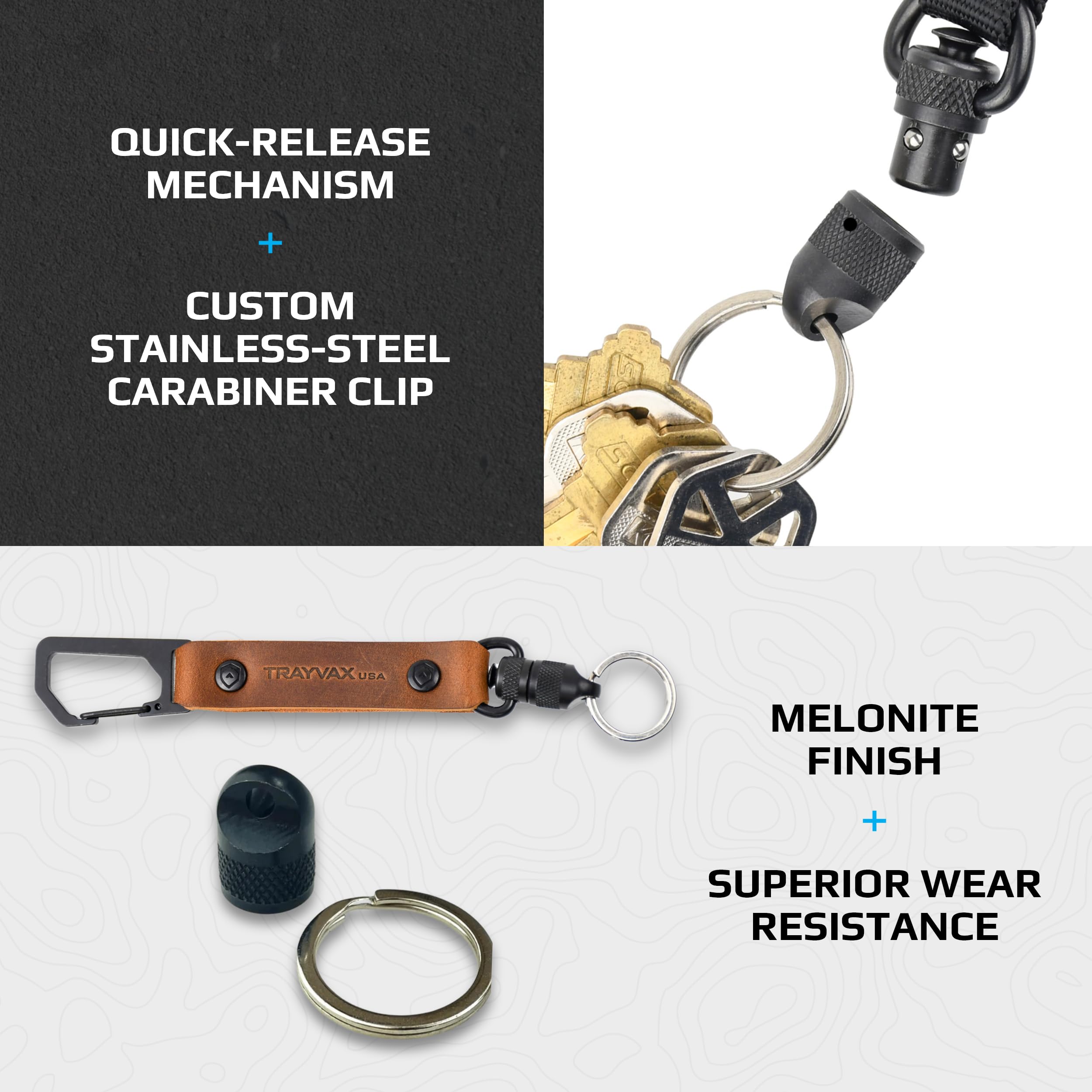 Trayvax Link Lanyard top grain oil tanned leather for durable carry