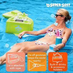 TRC Recreation Goodlife Drink Kooler accessory holders hold sunglasses and sunscreen within easy reach.