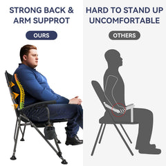 The Treasmap heated chair folded-packable demonstrates easy transport in a compact form