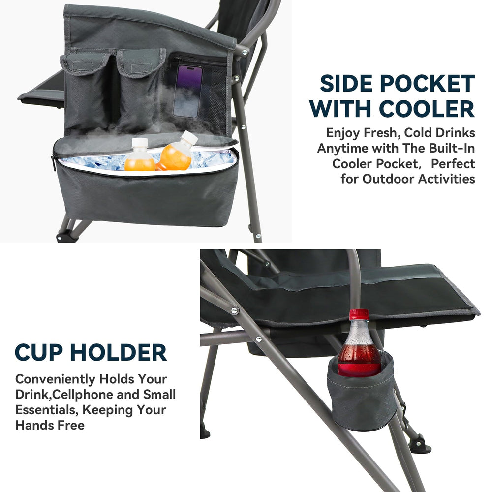 The Treasmap heated chair in-use by campfire scene suggests all-season warmth