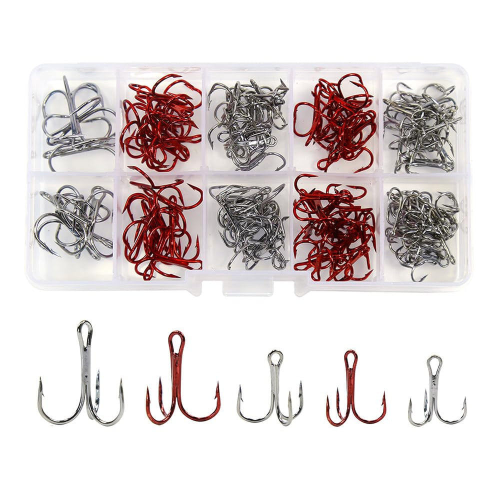 130-piece treble hooks kit with four sizes 4# 6# 8# 10#