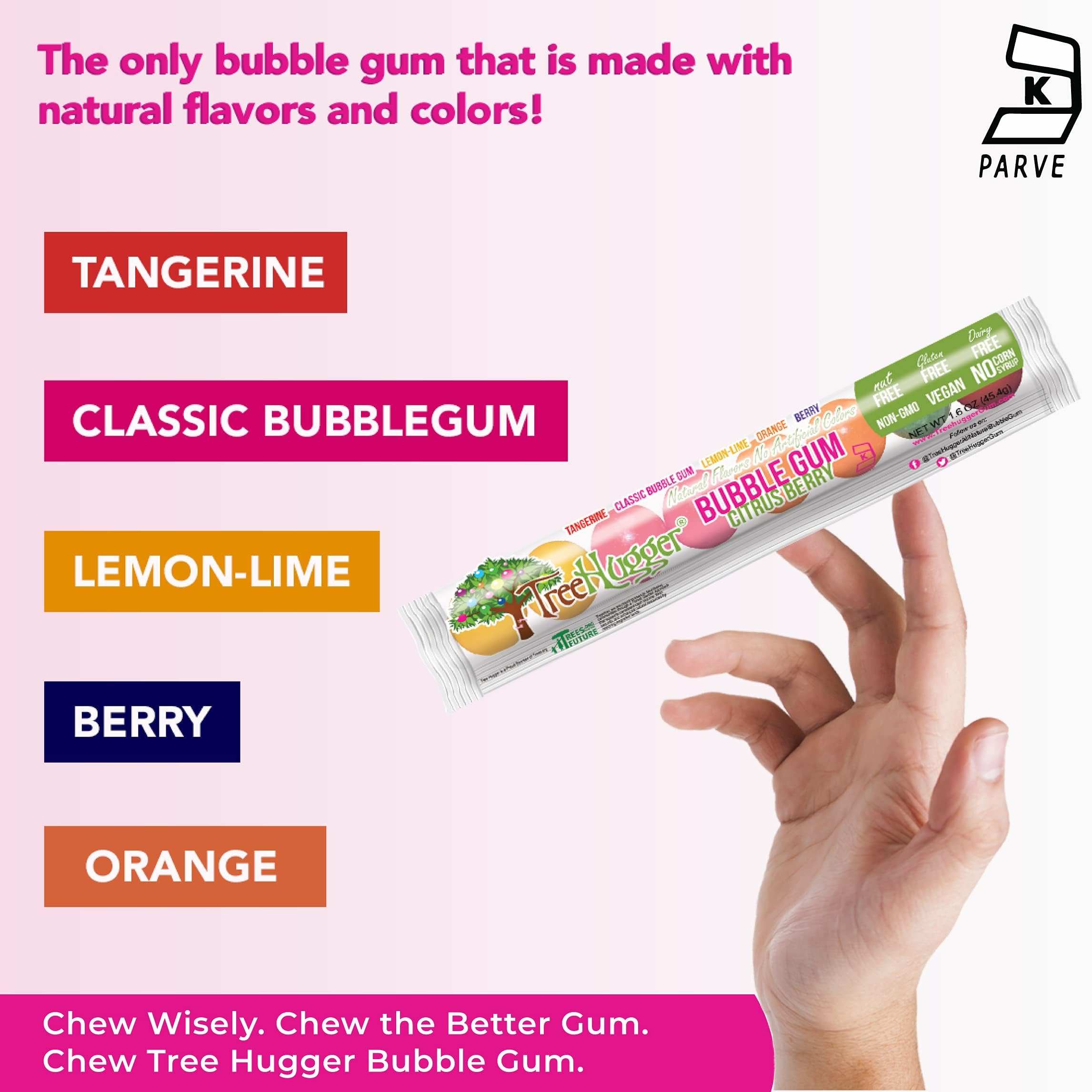 Tree Hugger Bubble Gum meets Kosher Parve standards for family snacks